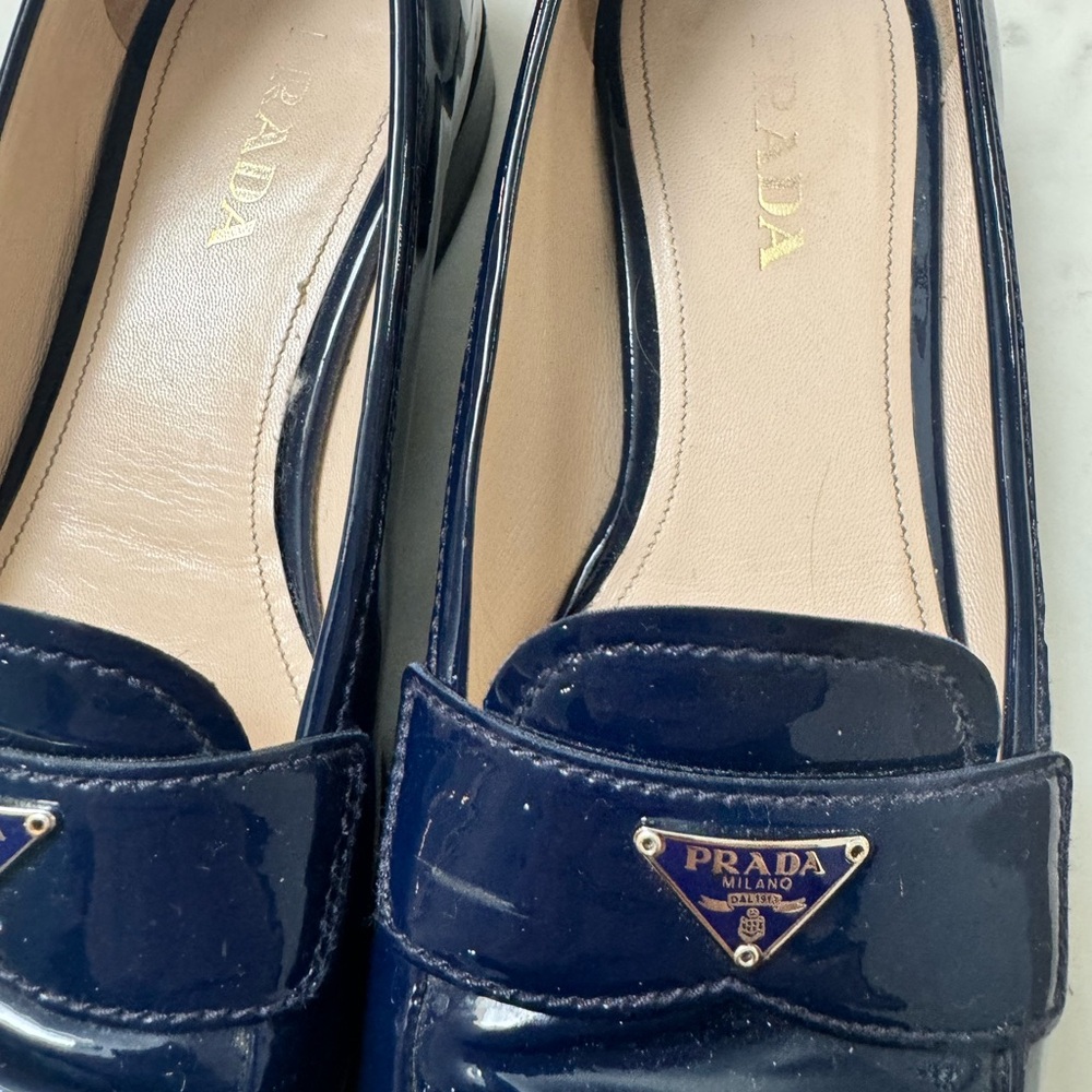 Prada Blue Patent Loafers - Picture 10 of 11